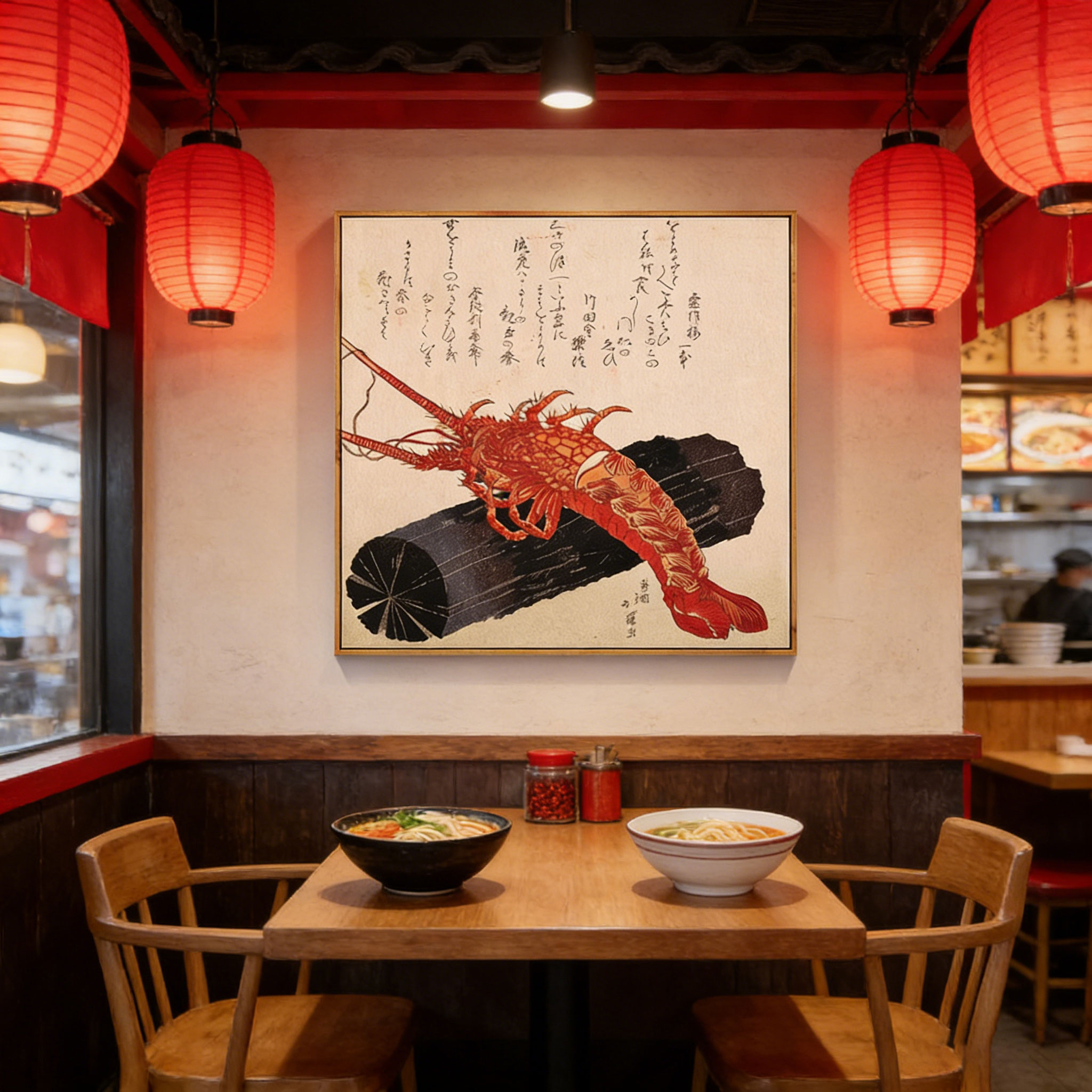Japanese Restaurant Lifestyle - Poster su Tela Stile Ukiyo-e Giapponese